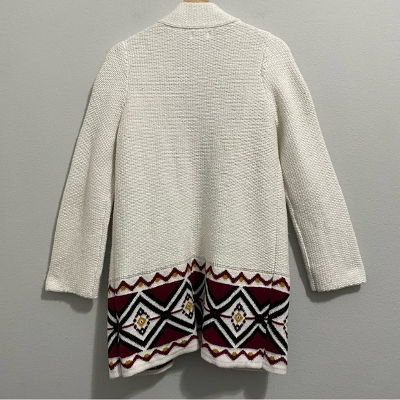 Old Navy Coatigan Cardigan Sweater Knit Aztec Boho White Red Womens Small S - Picture 2 of 11
